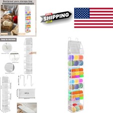 Hanging Yarn Storage Organizer with 6 Pockets and Over Door Hooks for Crafts
