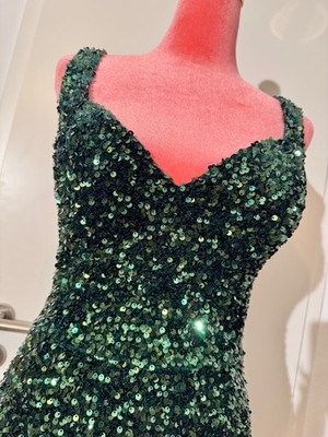 Paillettenkleid, Abendkleid, Gr. M, Smaragdgrün, Diva, Show, Bling Bling