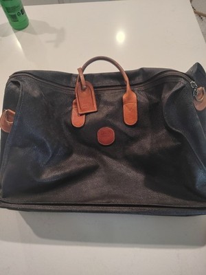Vtg Bric's Milano Life Cargo Duffel Bag Black Canvas Leather Accent...