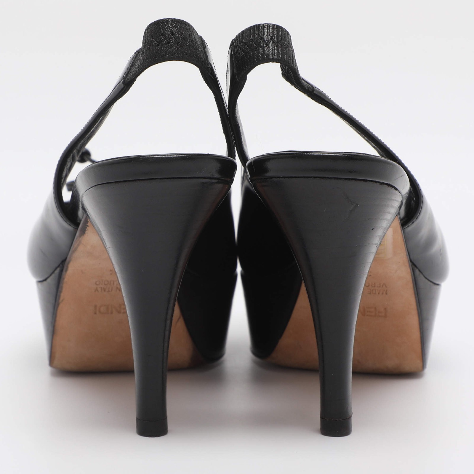 Fendi Black Leather Fendista Platform Slingback Pumps Size 36.5 thumbnail 5