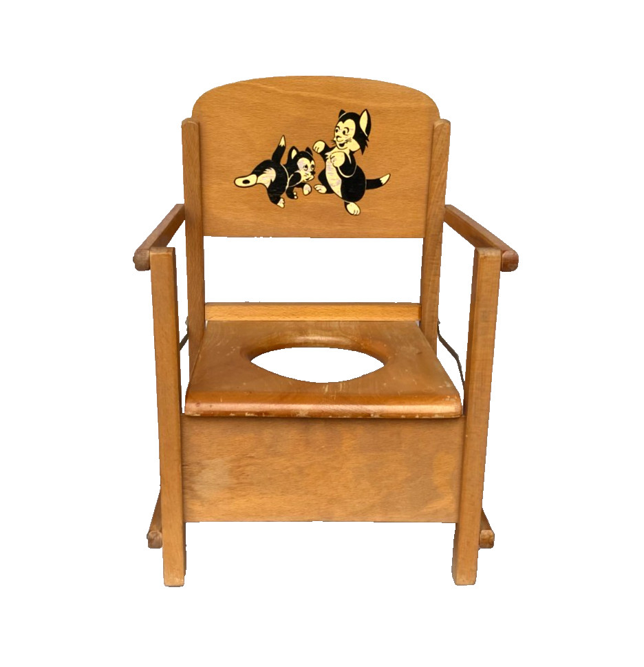 Vintage Mid Century Potty Chair Wooden Potty Toilet Training Seat - Rare!!