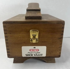 VINTAGE KIWI HAND CRAFTED SHOE VALET WOODEN BOX dovetail corners + Extras