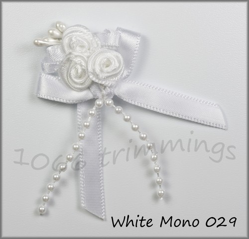Satin Ribbon Triple Rose Bows With Beads Cluster Trio Packets 4 10 or 20 - Picture 13 of 39