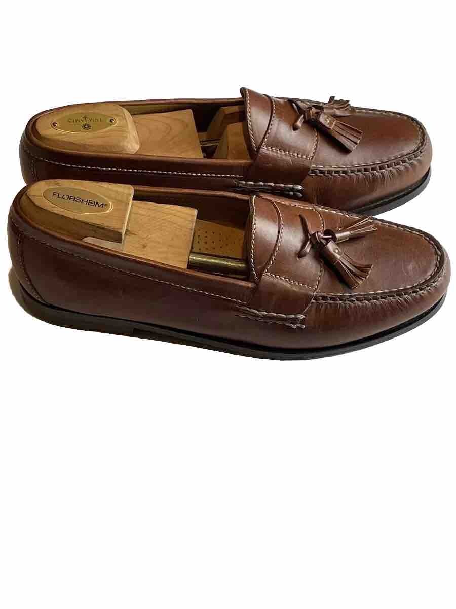 VTG Cole Haan Tassel Loafers Cognac Brown Leather Slip On Mens 9.5 D Excellent Cole Haan Cognac Brown Leather Tassel Loafers Slip On Shoes  main image 2