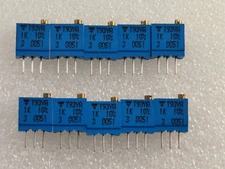 T93YA102KT20 (10 Pcs) Vishay Trimpot 1k ohm 10% 25 Turns Top Adjust SIP TH