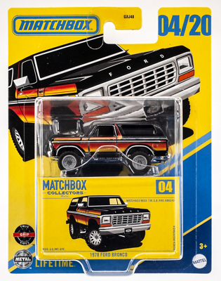 ミニカー　1969 Ford Broncoマッチボックスコレクション 2025 Matchbox Collectors #04 1978 Ford Bronco BLACK | SUNBURST