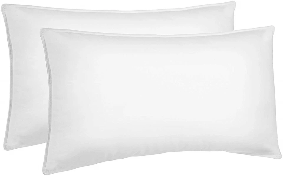 Pack of 2 Super King Size Goose Feather & Down Pillows Super King Cotton Cover - Image 3 of 4