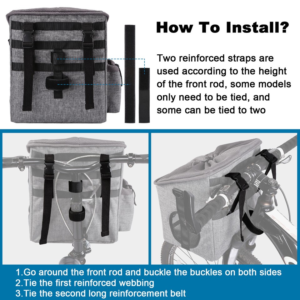 Dog Bike Basket Folding Bicycle Carrier with Mesh Windows for Small Pet