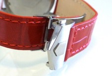 22mm Red Colour Leather Band Strap with Deployment Clasp for Tag Heuer Monaco