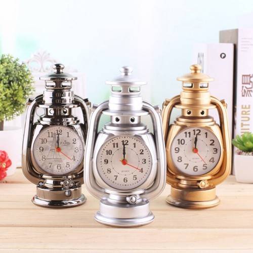 1Pc Retro Kerosene Light Alarm Clock Vintage Alarm Clock Table Clock For Home - Picture 6 of 12