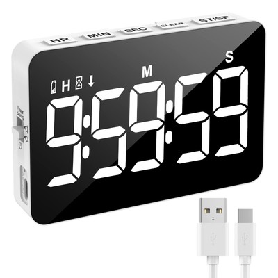 Küchentimer Digital Digitaler Kochtimer Count Up/Down Timer mit 5 inch LED-Di...