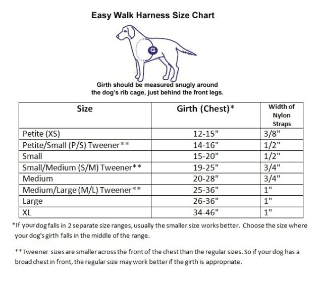 Ez Walk Harness Size Chart