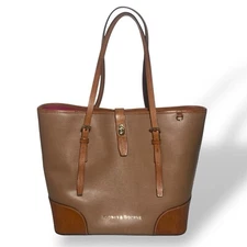 Dooney & Bourke Shoulder Bag Tote Large Brown Leather Handbag Tan Pebble Finish