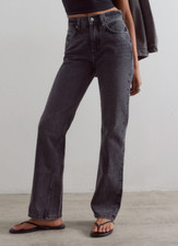 NEW FREE PEOPLE WE THE FREE DARK KNIGHT BLACK XENA SLIM STRAIGHT JEANS SZ 27