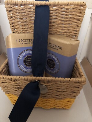 L'Occitane Shea Lavender EXTRA GENTLE SOAP 8.8 oz. X 2 in Wicker Basket Box New