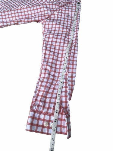 Michael Kors Mens White Pink Plaid Dress Shirt Size 17 34/35 - Picture 7 of 7