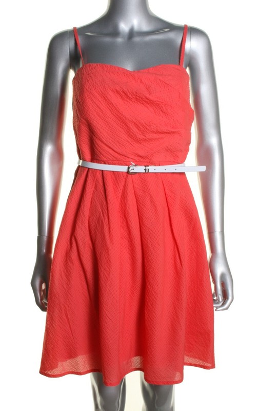 BCX Junior Girl's Corset Sundress Dress Lined Coral Belted Size 11 Lined NWT