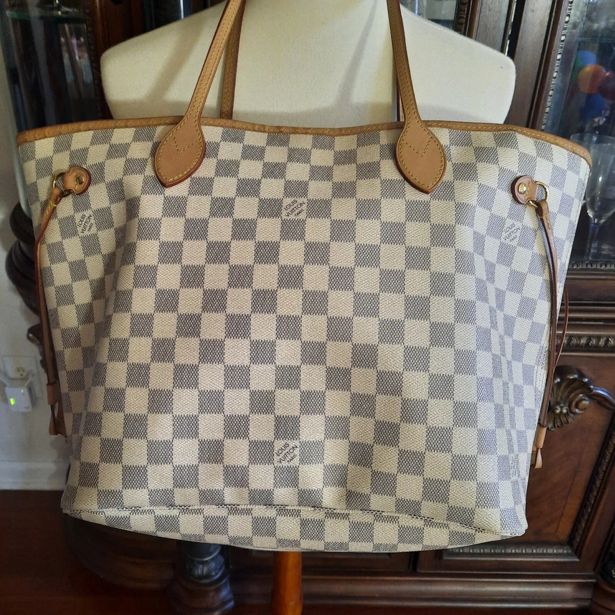 Louis Vuitton Neverfull mm Damier Azur Tote Bag