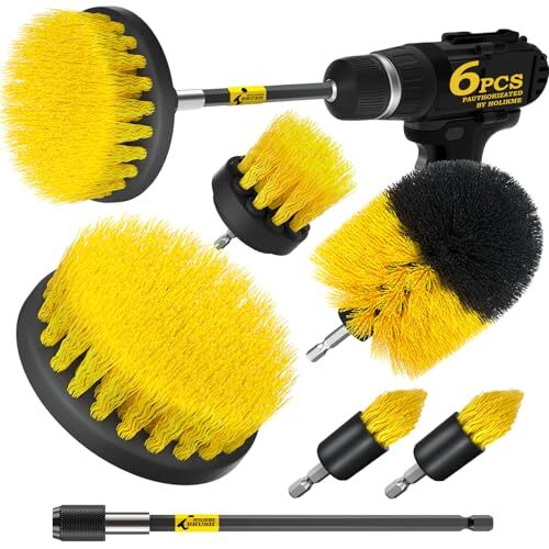 6Pack Cleaning Brush Power Scrubber Cleaning Brush Extended Long Yellow - Bild 2 von 7