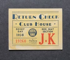 1938 Kentucky Derby Club House Return Check Lawrin winner Eddie Arcaro Up