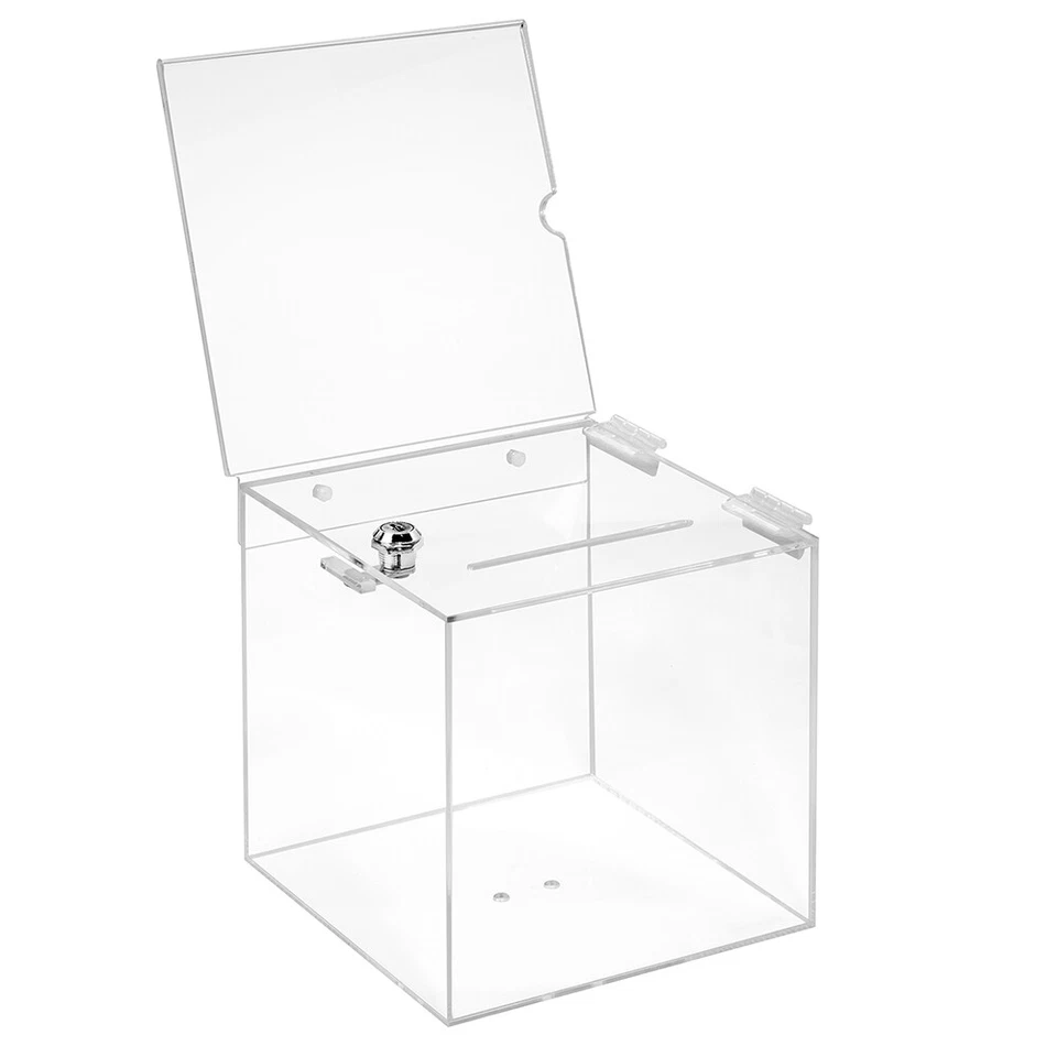 Losbox aus Acrylglas 200x200x200mm, mit Schloß und Topschild 210x210mm - Bild 2 von 4