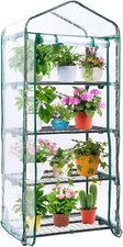 Mini Greenhouse with 4 Tier Shelves PVC Cover for Indoor Outdoor Winter Garden