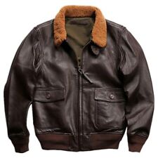 G-1 AVIATOR A-2 BOMBER BROWN NAVY FLIGHT REAL LEATHER RETRO BIKER JACKET FOR MEN
