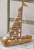 "Dekoboot \"Sailor\" Aus Treibholz, 39 Cm Hoch, Segelboot Segelschiff, Boot"