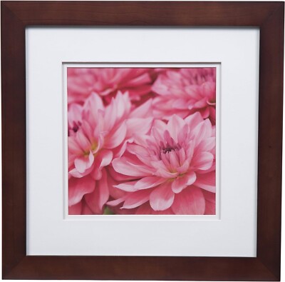 Gallery Solutions 12x12 Flat Walnut Wall Frame with Double White Mat 8x8 Display