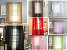 Empire Home 84" Long Sheer Window Curtain Panel Solid Color Drapes - All Colors 