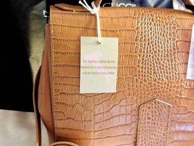 Iacucci Italian Croc Pebble Honey Leather Satchel Top Handle