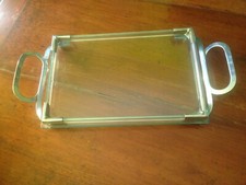 MODERNARIATO VASSOIO VETRO E METALLO ANNI '50