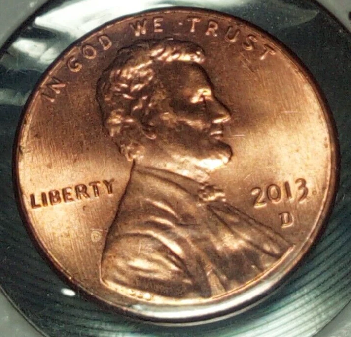 Mint Error Coin Lincoln Memorial 1c One Cent 2013 Denver Strike Doubling - Image 2 of 4