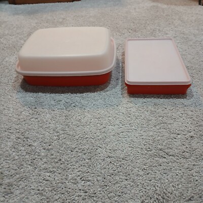 Vintage 2 Pieces Paprika Tupperware 1294-1 and 794-7 with Lids
