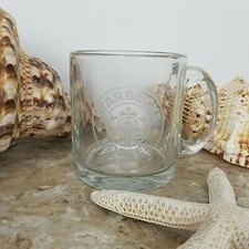 Starbucks Clear Heavy Glass Mug Cup Logo Siren Mermaid Made in USA Vtg