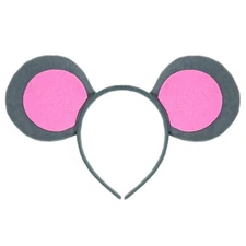 Pink & Gray Mouse-A-Like Ears Headband -Cute 3 Blind Mice Costume Birthday Party