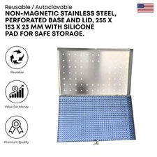Sterilization Tray 255x153x23mm Stainless Steel Tray with Silicone Pad