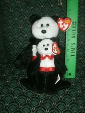 Ty Halloween Bear  BARON VAN PYRE  Halloweenie  Vampires  8"  MWMT  2006