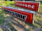 VINTAGE FIRESTONE BRIDGESTONE DUALITE 10 FOOT LIGHTED HANGING DOUBLE SIDED SIGN