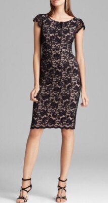 Ladies Dresses Eliza J Lace Sheath Dress ABS Women's Lace Cap-Sleeve Sheath Dress Black Size Ladies Dresses Eliza J Lace Sheath Dress ABS Women's Lace Cap-Sleeve Sheath Dress Black Size
