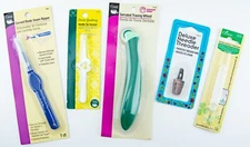 5pc Lot Dritz Serrated Tracing Wheel Seam Ripper Tweezer Needle Threader Clover