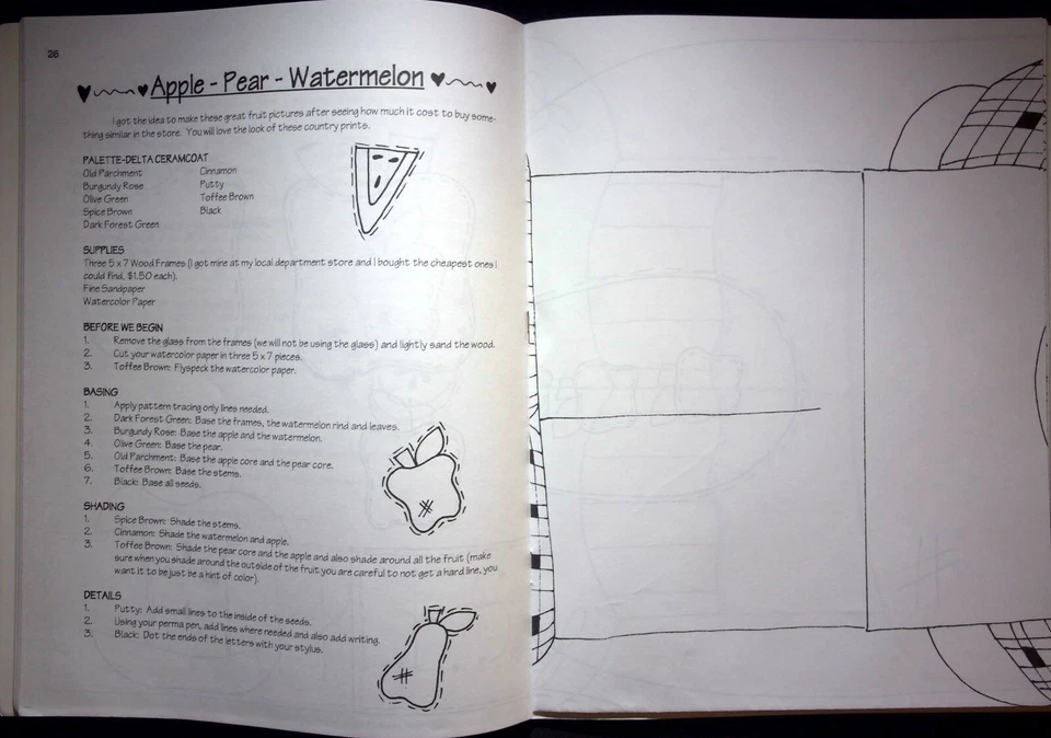 WATERMELON WEDGES & RUSTIC EDGES 2 COUNTRY DECORATIVE PAINTING PATTERNS VINTAGE - Image 4 of 4