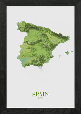 Spanien schattierte Relief Karte gerahmt Wandbild Poster Leinwanddruck Bild