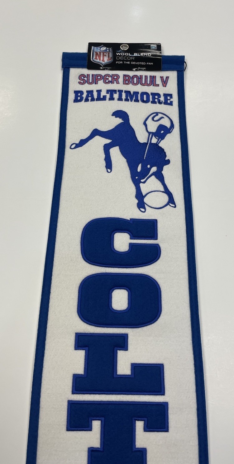 Baltimore Colts NFL Super Bowl V (5) Winning Streak Embroidered Heritage Banner