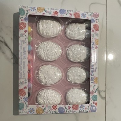 LIL CRAFTY Easter Plaster Painting Set 18pcs Eggs Bunny Paints Brushes