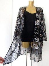 MARINA RINALDI Spolverino Nero Ricami Fiori Colorati in Paillettes Tg 31 =60 62