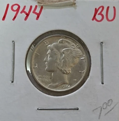1944 P Philadelphia Mint US Mercury Head SILVER 10c DIME 0.0723 Tr Oz - BU