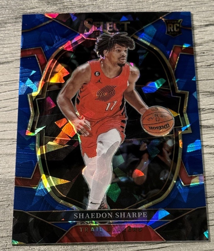2022-23 Panini Select - Concourse Shaedon Sharpe #71 Blue Cracked Ice Prizm (RC)