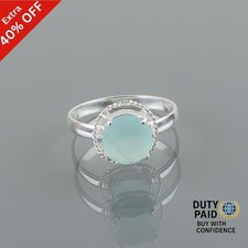 Valentines Sale 925 Sterling Silver Natural Aqua Chalcedony Band Ring Jewelry