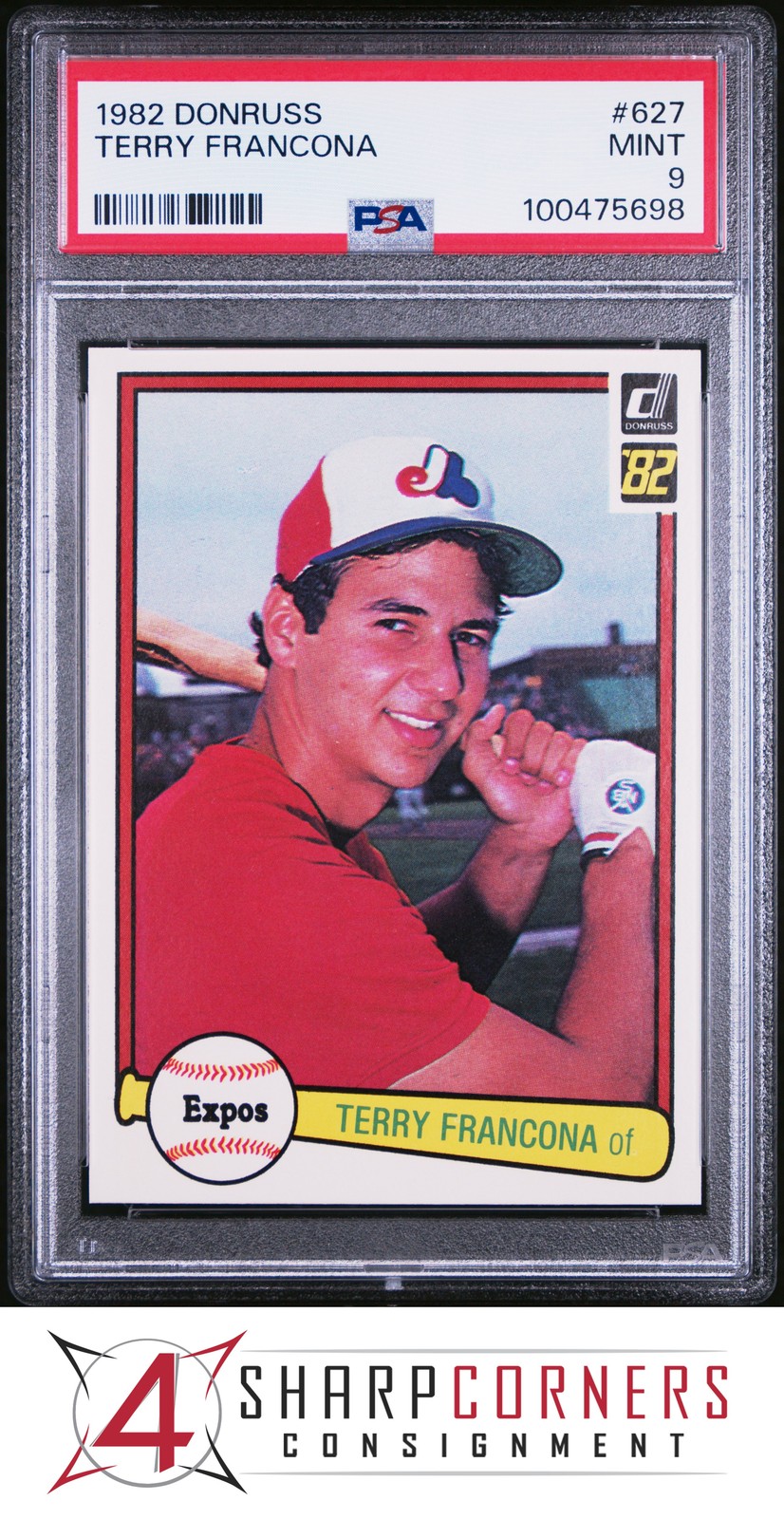 1982 DONRUSS #627 TERRY FRANCONA RC EXPOS PSA 9